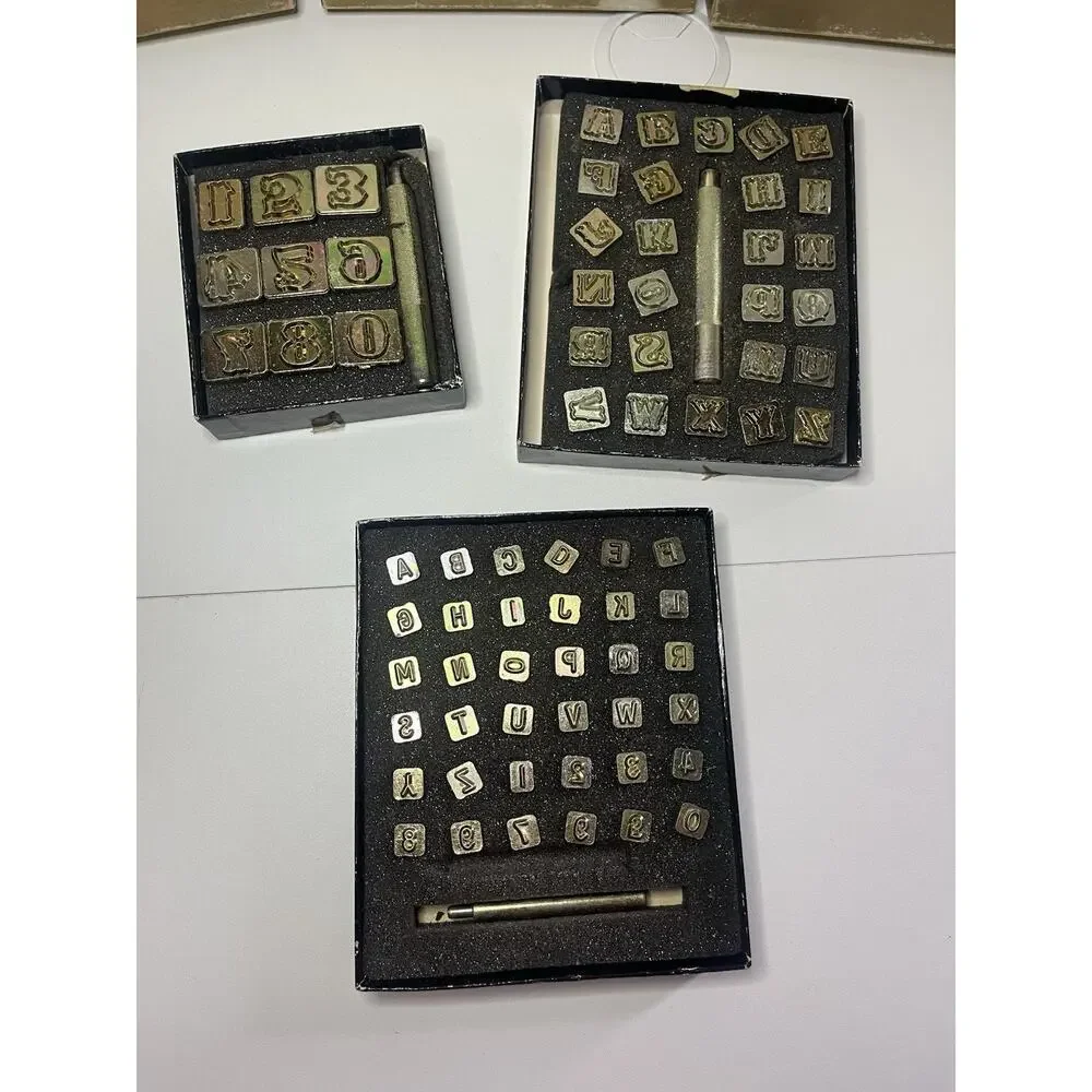 Vintage Craftool Co Alphabet & Number Set Lot Leather Stamps Original Box USA